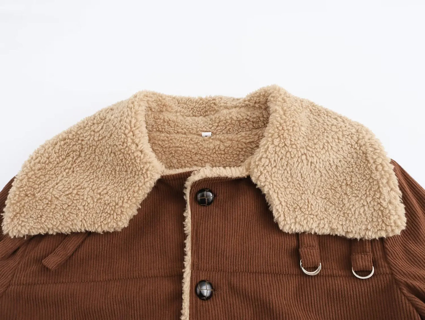 Women's new Fashion pocket decoration loose single breasted warm corduroy jacket coat retro long sleeved women's coat chic top