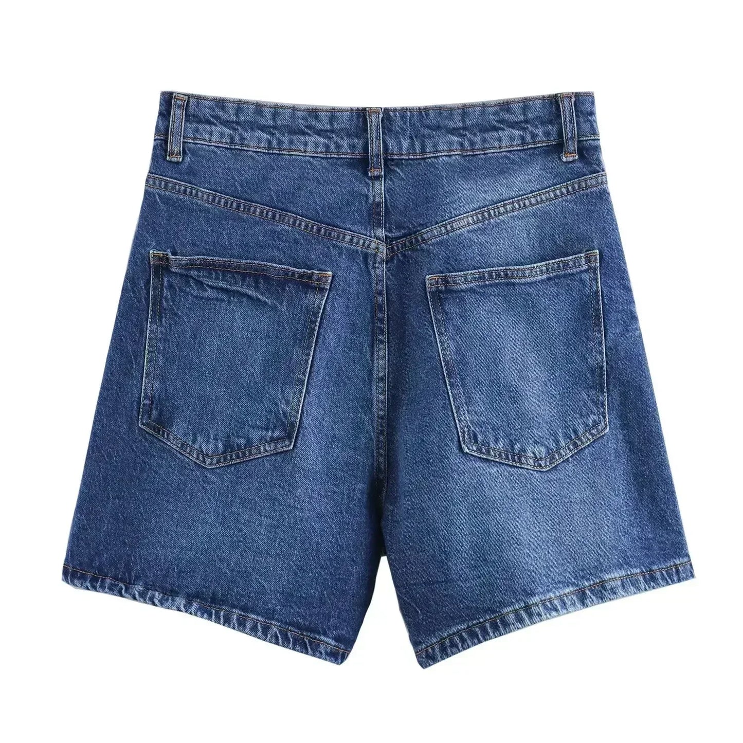 Women's New Chic Fashion Loose Comfortable Casual Side Pocket Denim Shorts Retro High Waist Zipper Women's Shorts Mujer