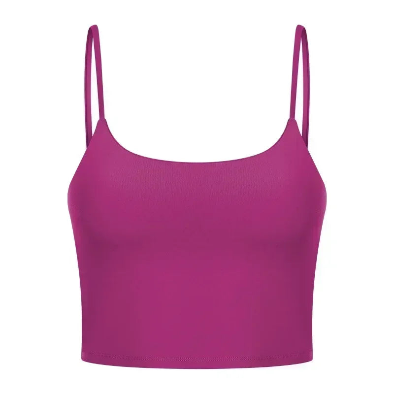 Summer New Sports Yoga Vest Women With Chest Pad Thin Belt Back Fitness Top Sling Yoga Clothes. 