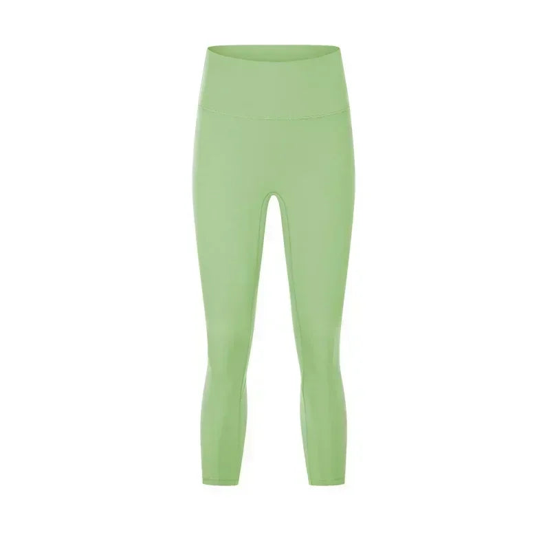 Women's Spring/Summer 2024 New Nude Yoga Cropped Pants With High Waist and Hip Lifting and Slimming Exercise Pants