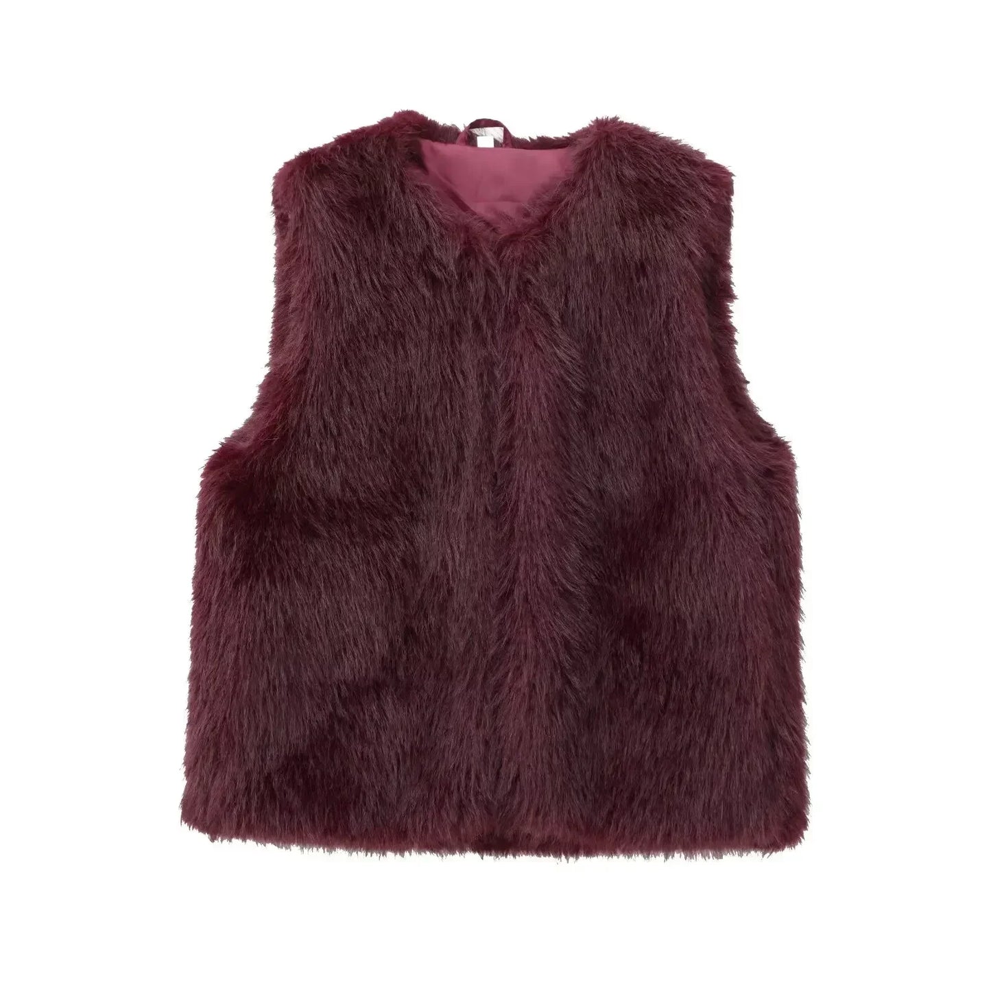 Women's New Fashion Artificial Fur Effect Casual Single Breasted Vest Coat Retro Sleeveless Side Pocket Women's Vest Chic Top 