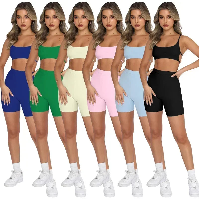 Summer new style halter top women's fashionable sports shorts set 