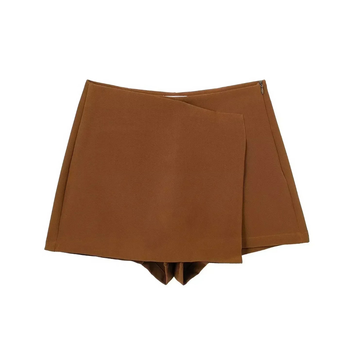 Women's New Chic Fashion Multi color Versatile Slim Asymmetric Shorts Skirts Retro High Waist Side Zipper Women's Skirts Mujer