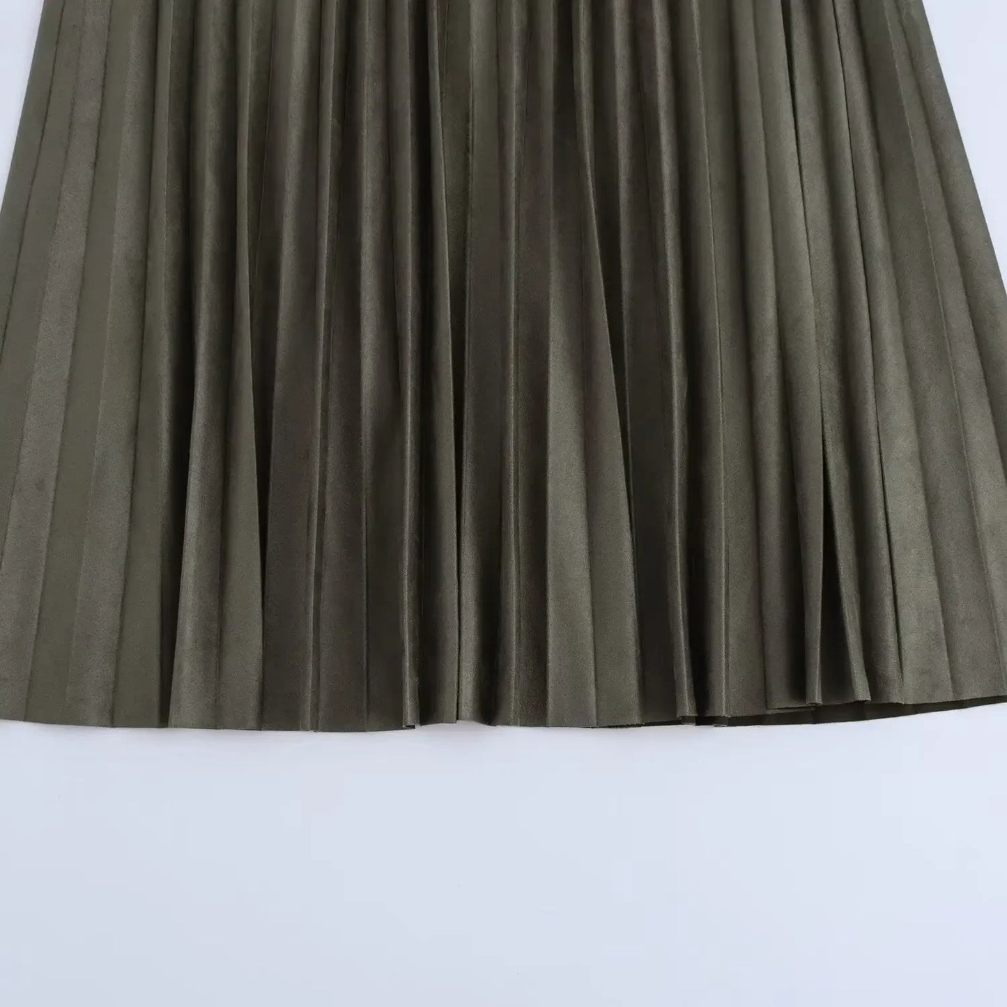 Women's new fashion Belt decoration suede effect casual versatile pleated MIDI skirt retro high waisted zipper women's skirt