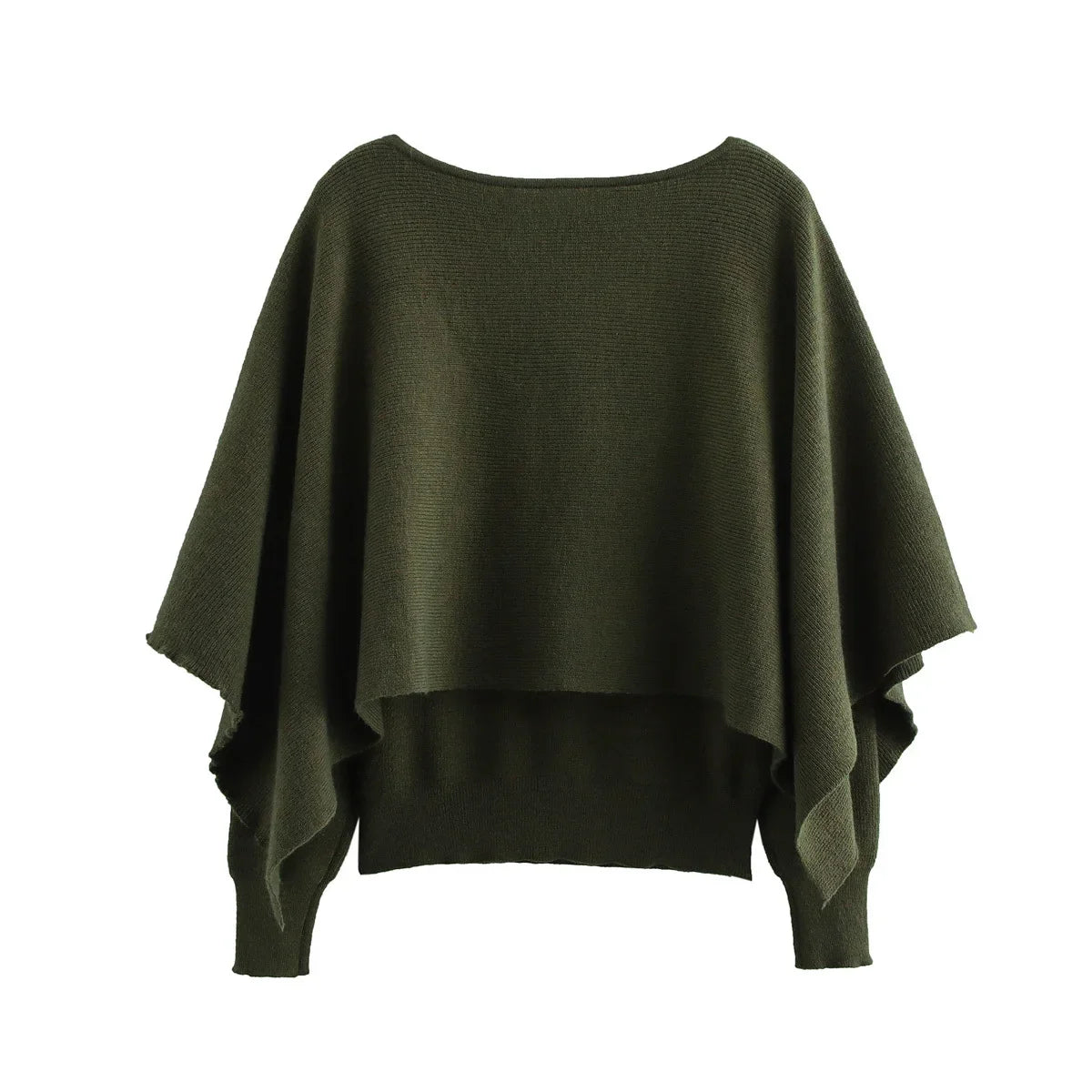 Women's new fashion layered decoration loose cape style off shoulder knitted sweater retro long sleeved Female pullover chic top