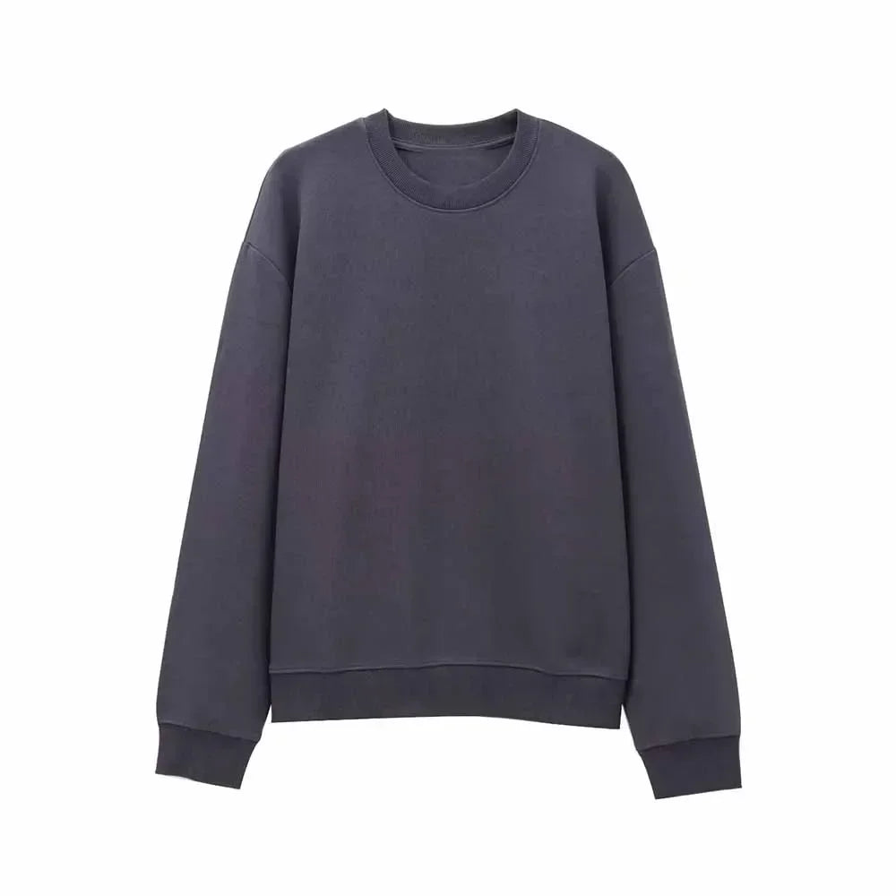 2024 women's new fashion loose basic style double-sided fabric Sweatshirts Vintage O-neck long sleeved women's pullover chic top