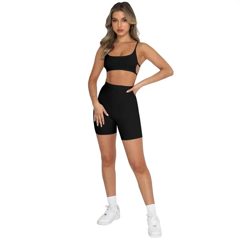 Summer new style halter top women's fashionable sports shorts set 