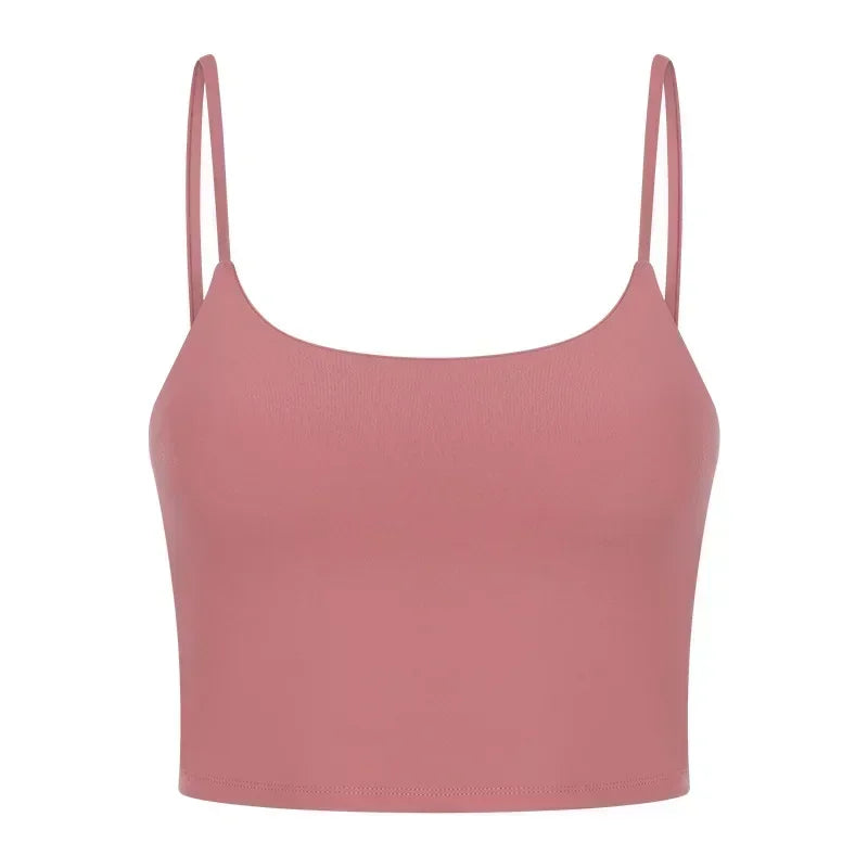 Summer New Sports Yoga Vest Women With Chest Pad Thin Belt Back Fitness Top Sling Yoga Clothes. 