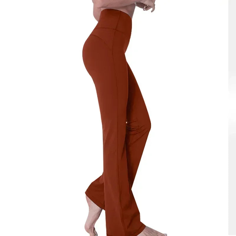 L Women's Loose High Waist Yoga Bell Bottoms for Women's Fitness and High Elasticity Outdoor Yoga Pants.