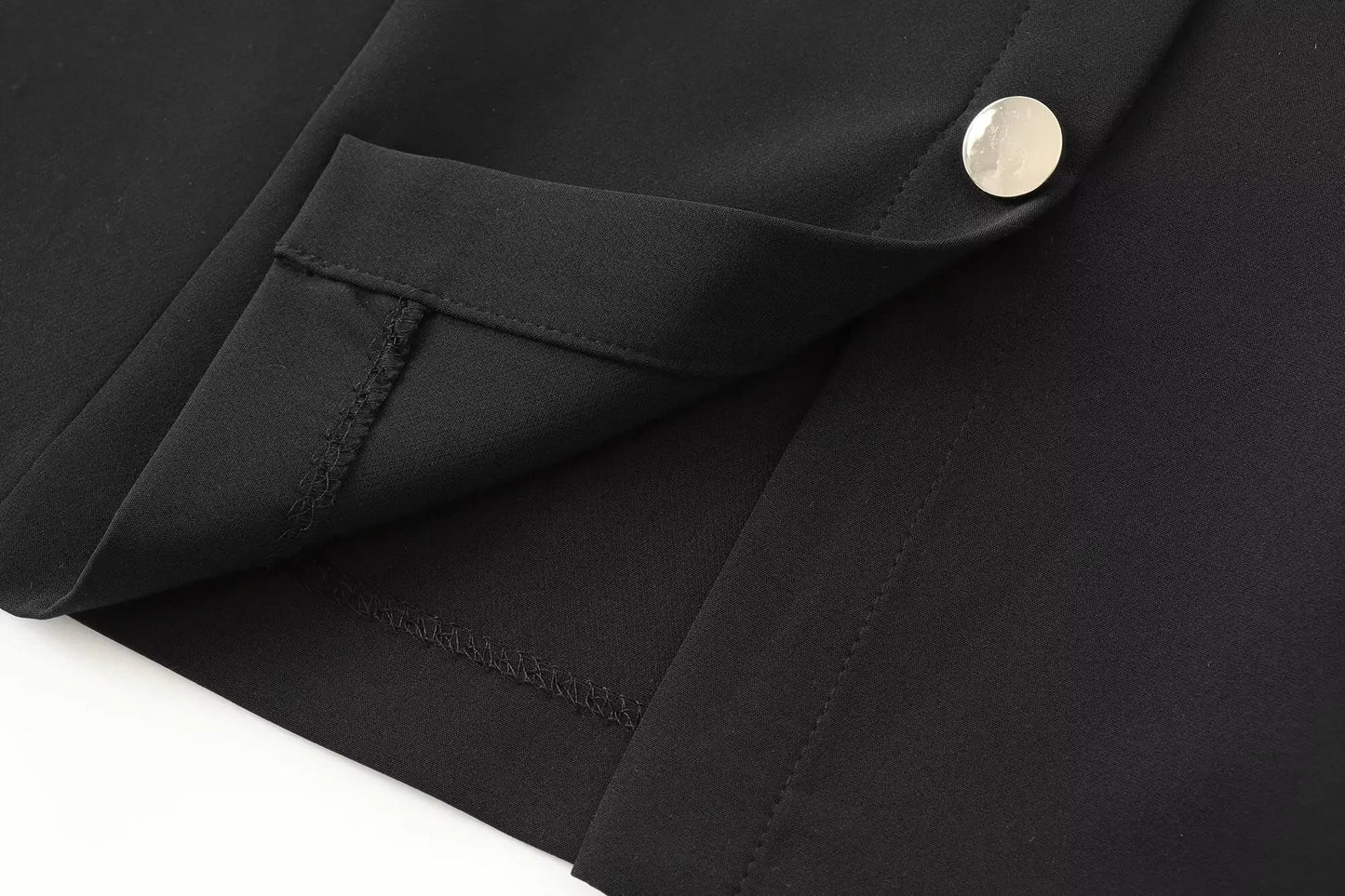 Women's new Chic Fashion flap pocket decoration black slim single breasted Lapel mini dress retro long sleeved women's dress