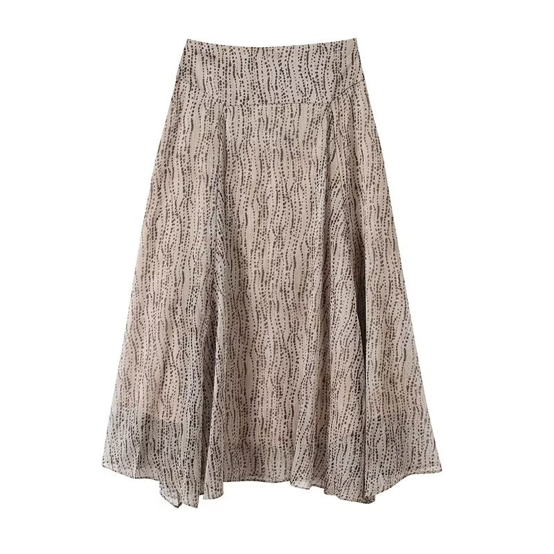 Women's new polka dot print irregular hem MIDI skirt