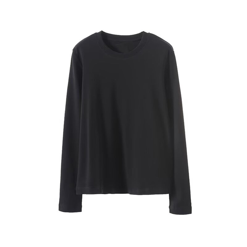 Women's new fashion casual versatile cotton O Neck long sleeved T-shirt