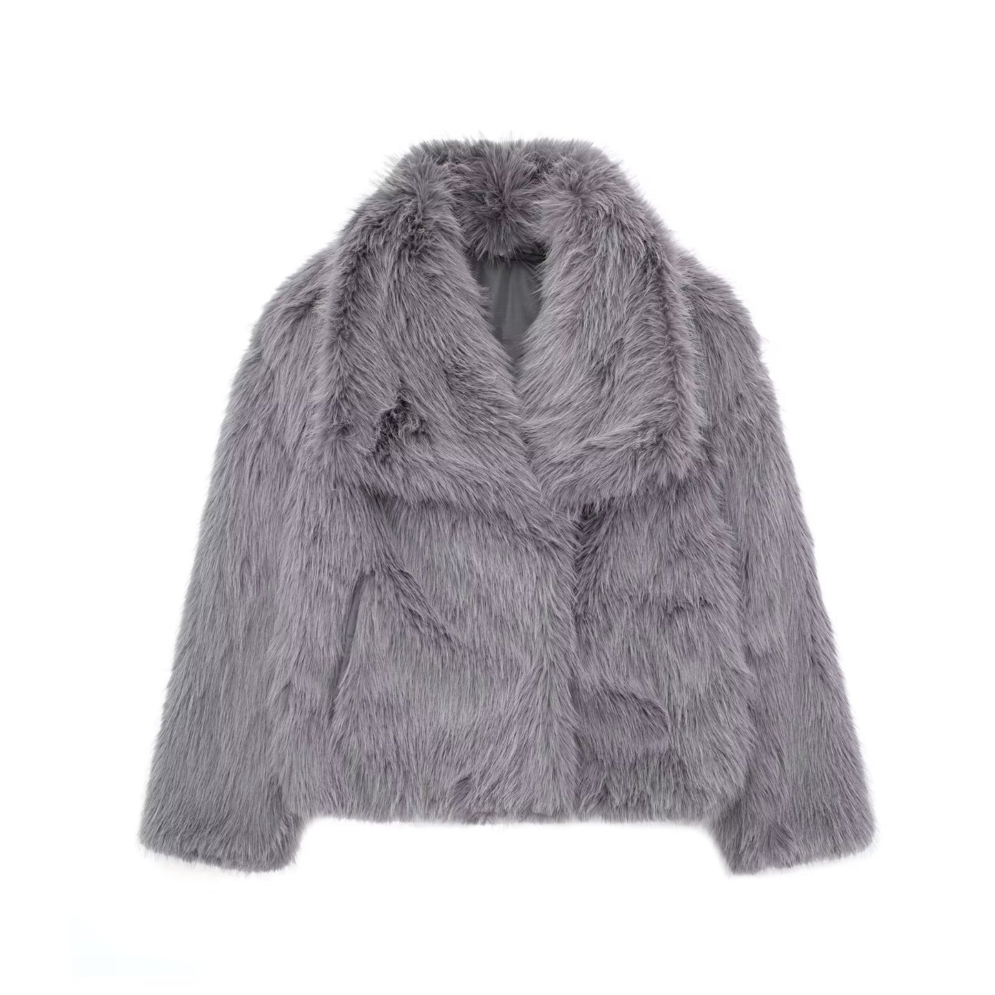 Women's Winter New Artificial Fur Effect Warm Lapel Coat