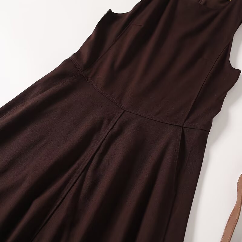 Women's New chic Fashion Linen Blended Sleeveless Midi Dress