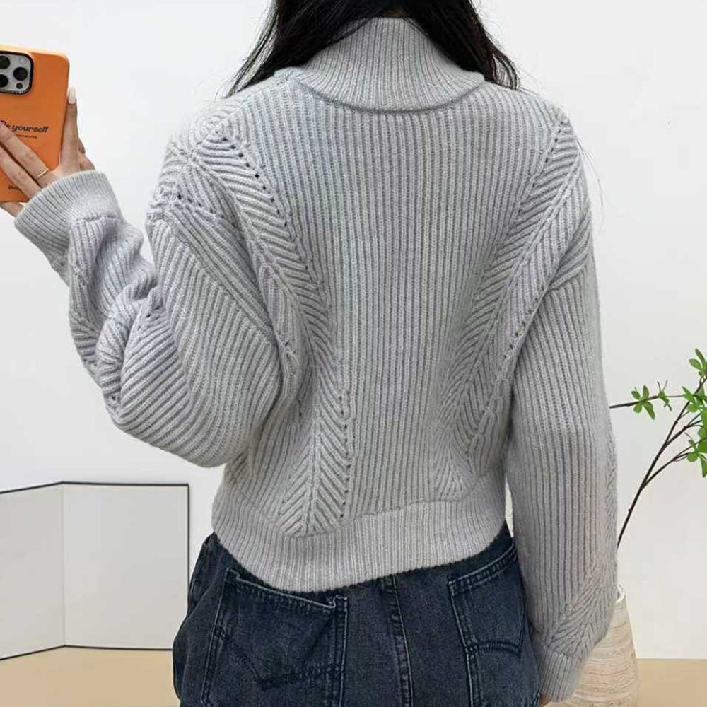 Women's new fashion long-sleeved turtleneck knitted sweater