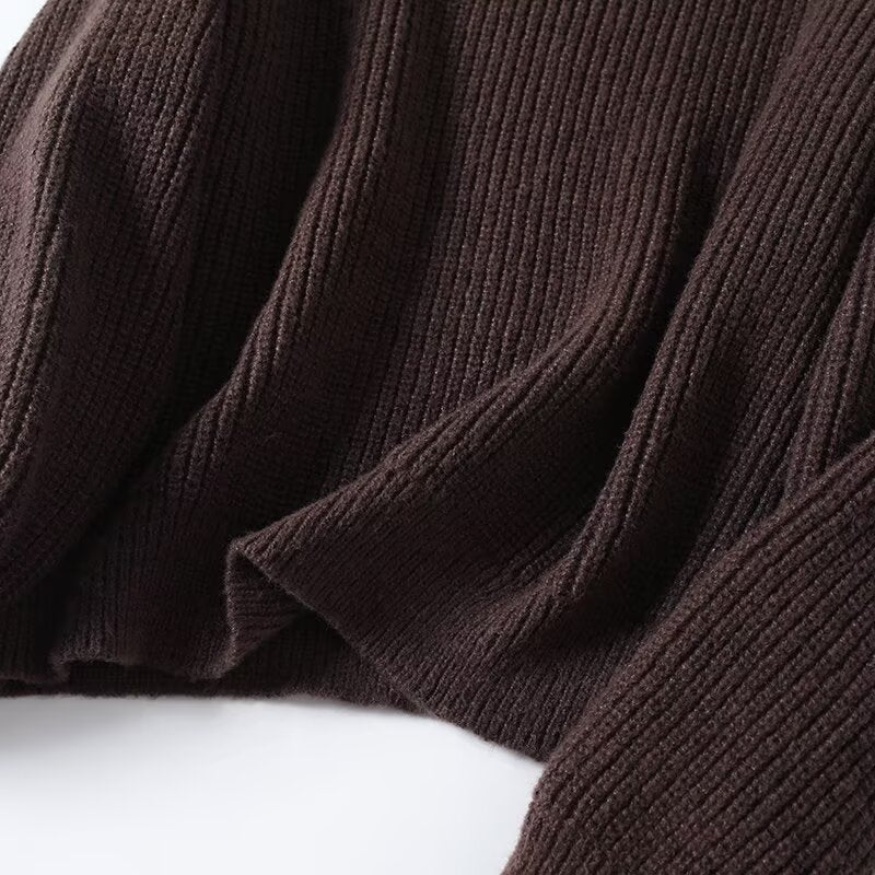 Women's new casual high neck long sleeved knitted sweater