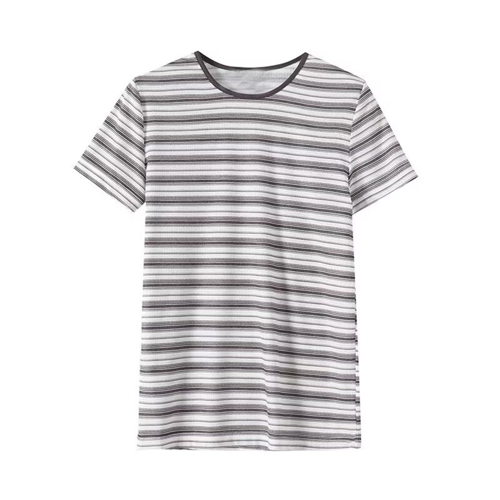 Women's Summer Fashion Short Sleeve O Neck Striped T-shirt