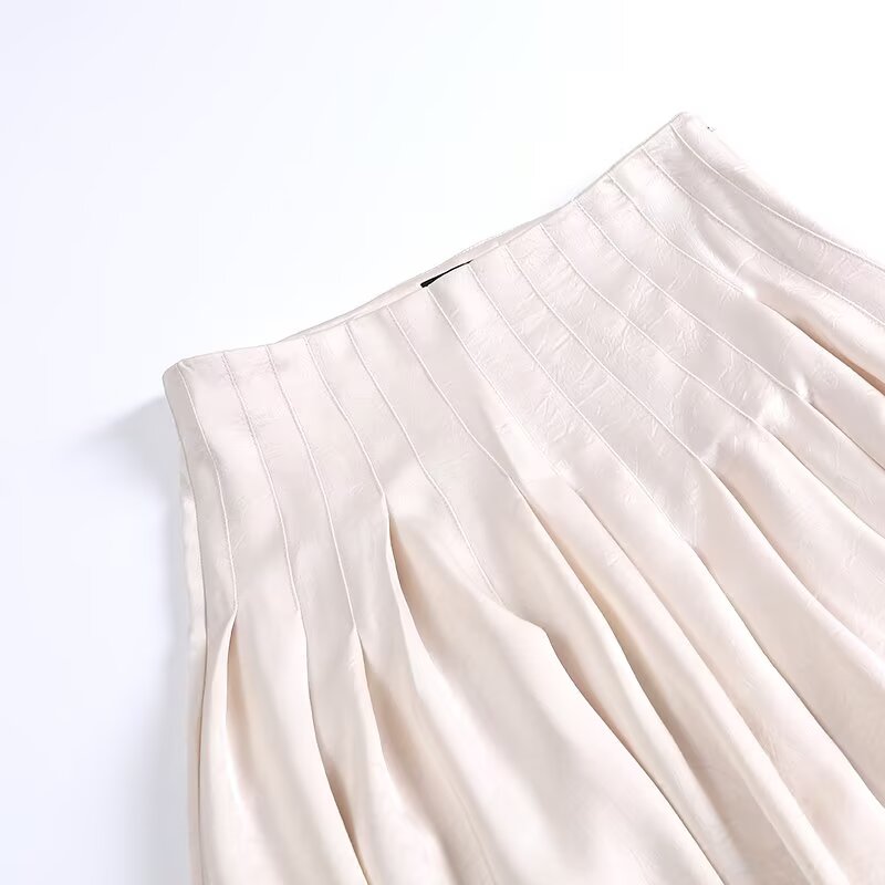 Women's new fashion casual versatile pleated MIDI skirt