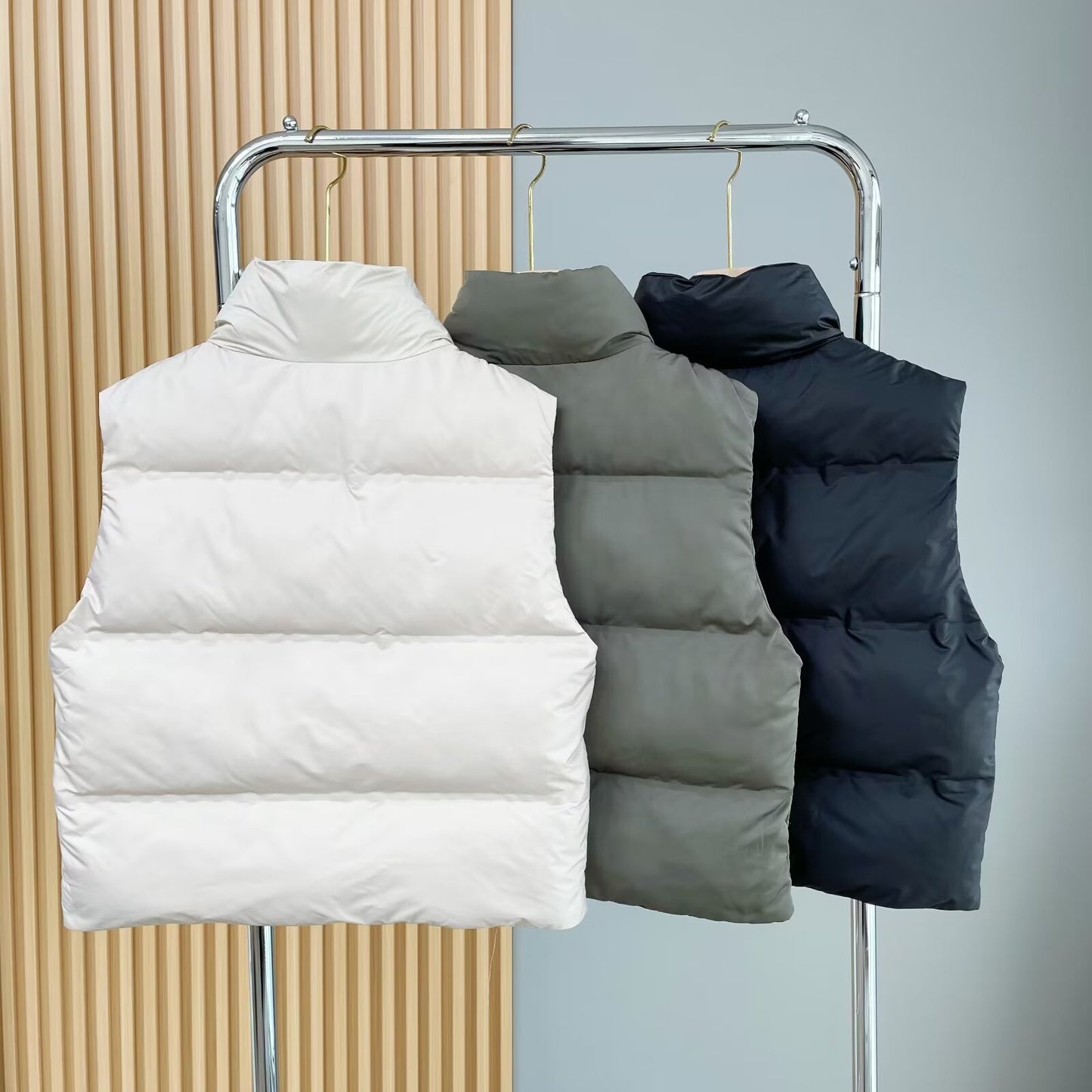 Women's standing collar sleeveless zipper cotton vest