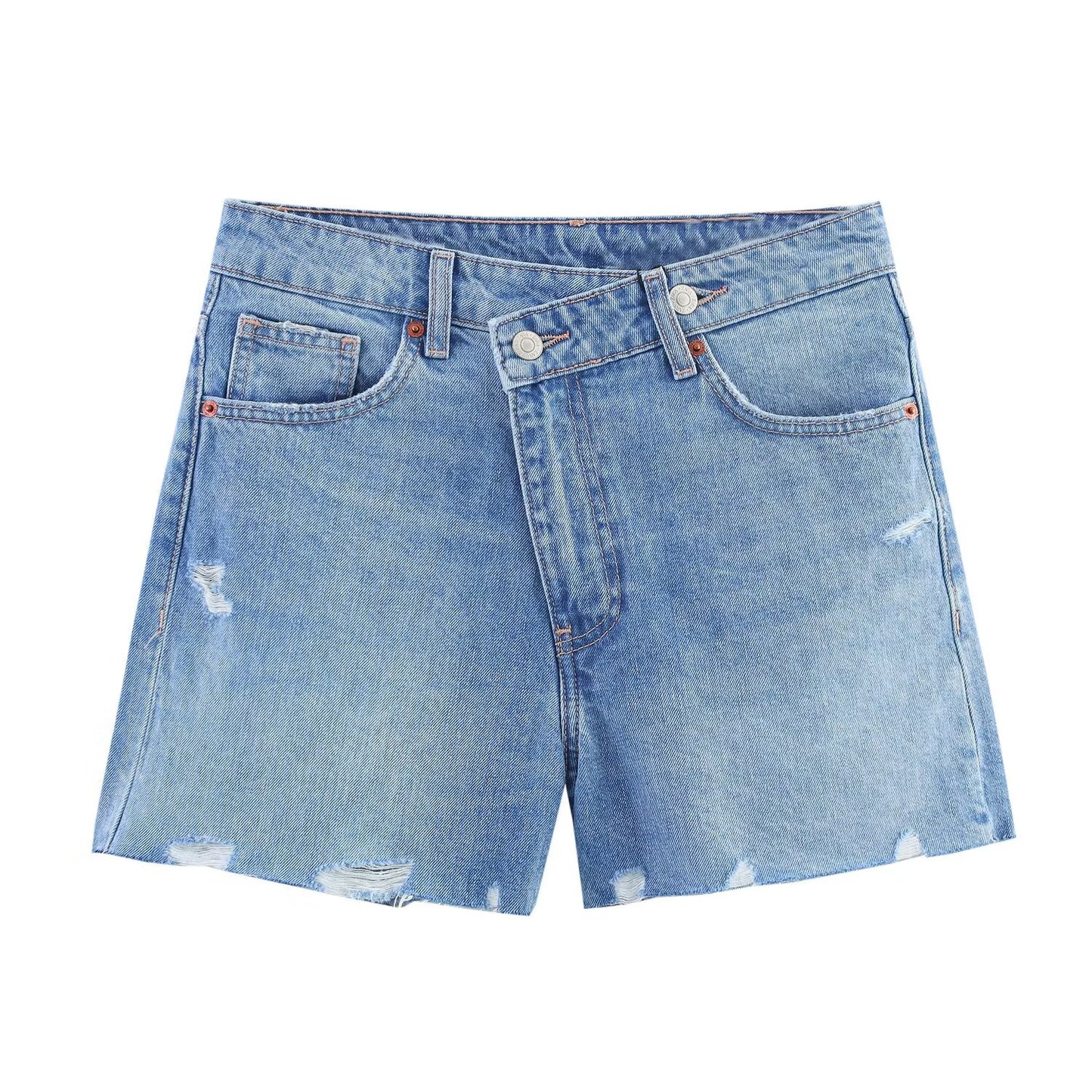 Women's new fashion cross waist design casual denim shorts