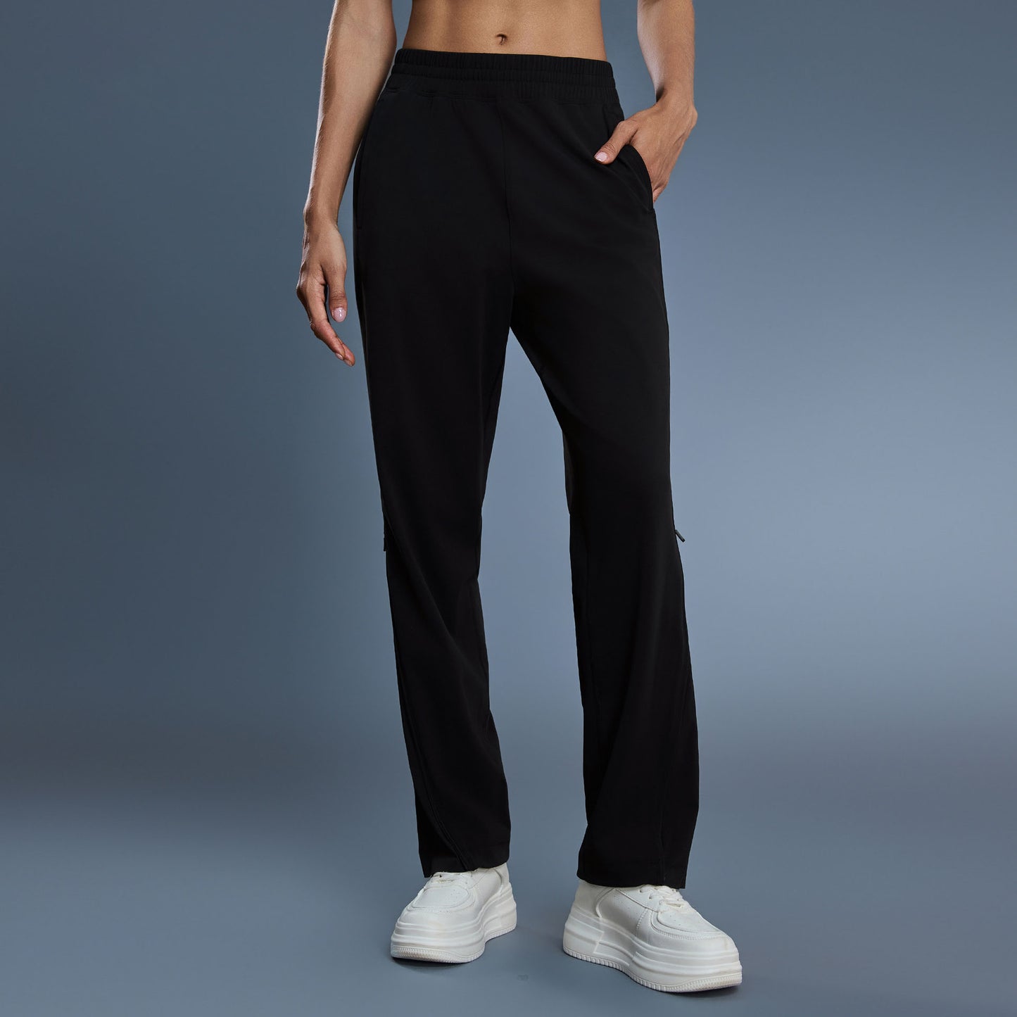 Women's breathable pants zipper design casual sweatpants