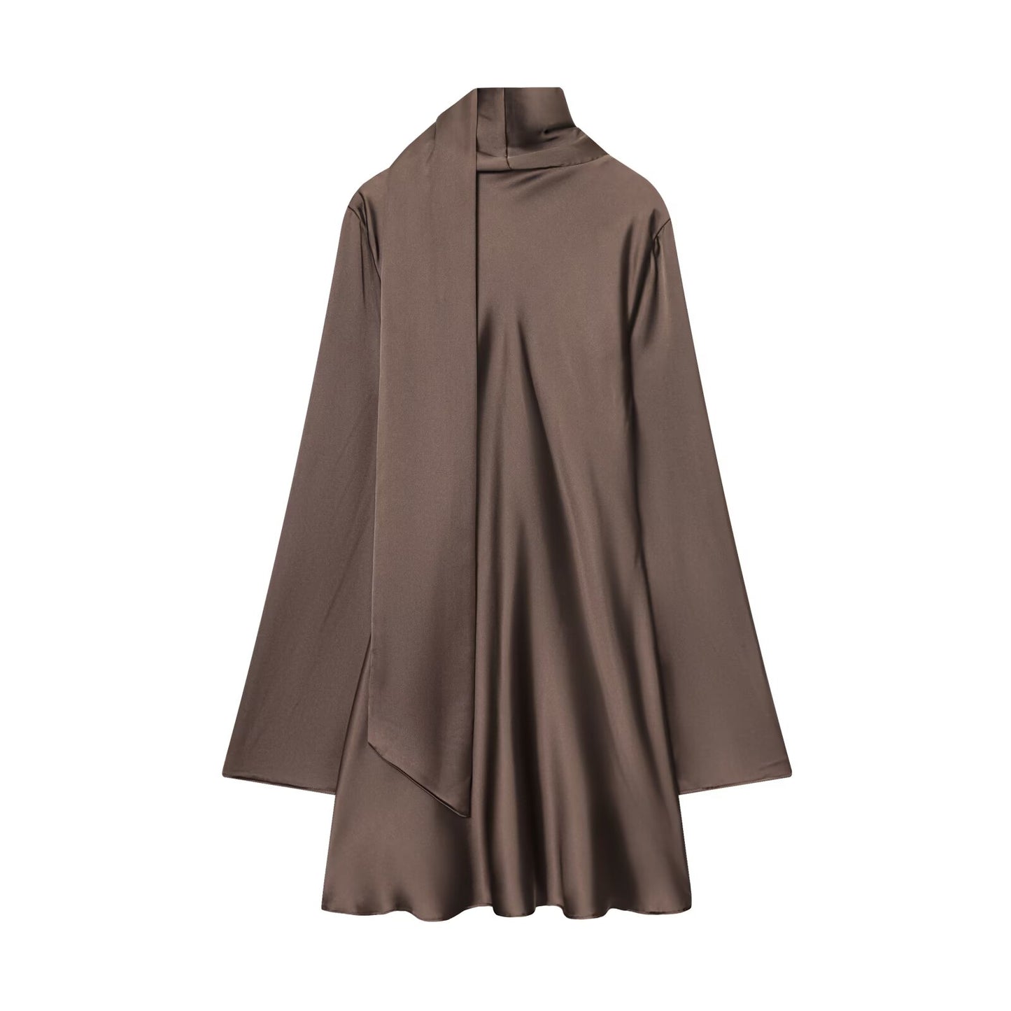 Women's new scarf decoration satin texture mini dress