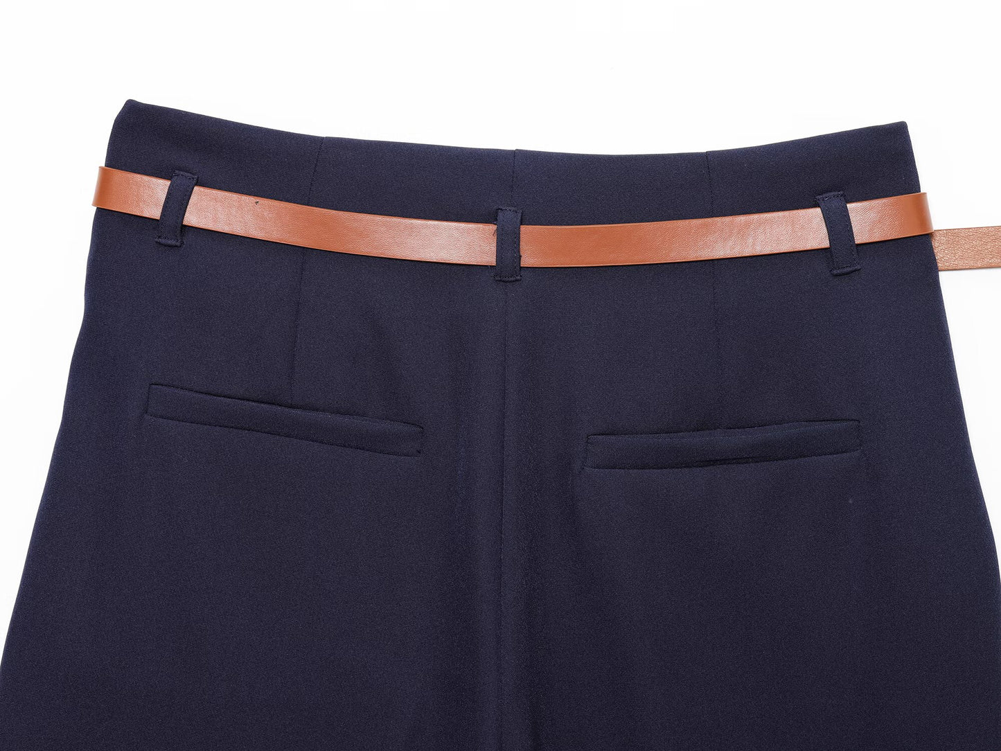 Women's with Belt rolled hem design casual pants