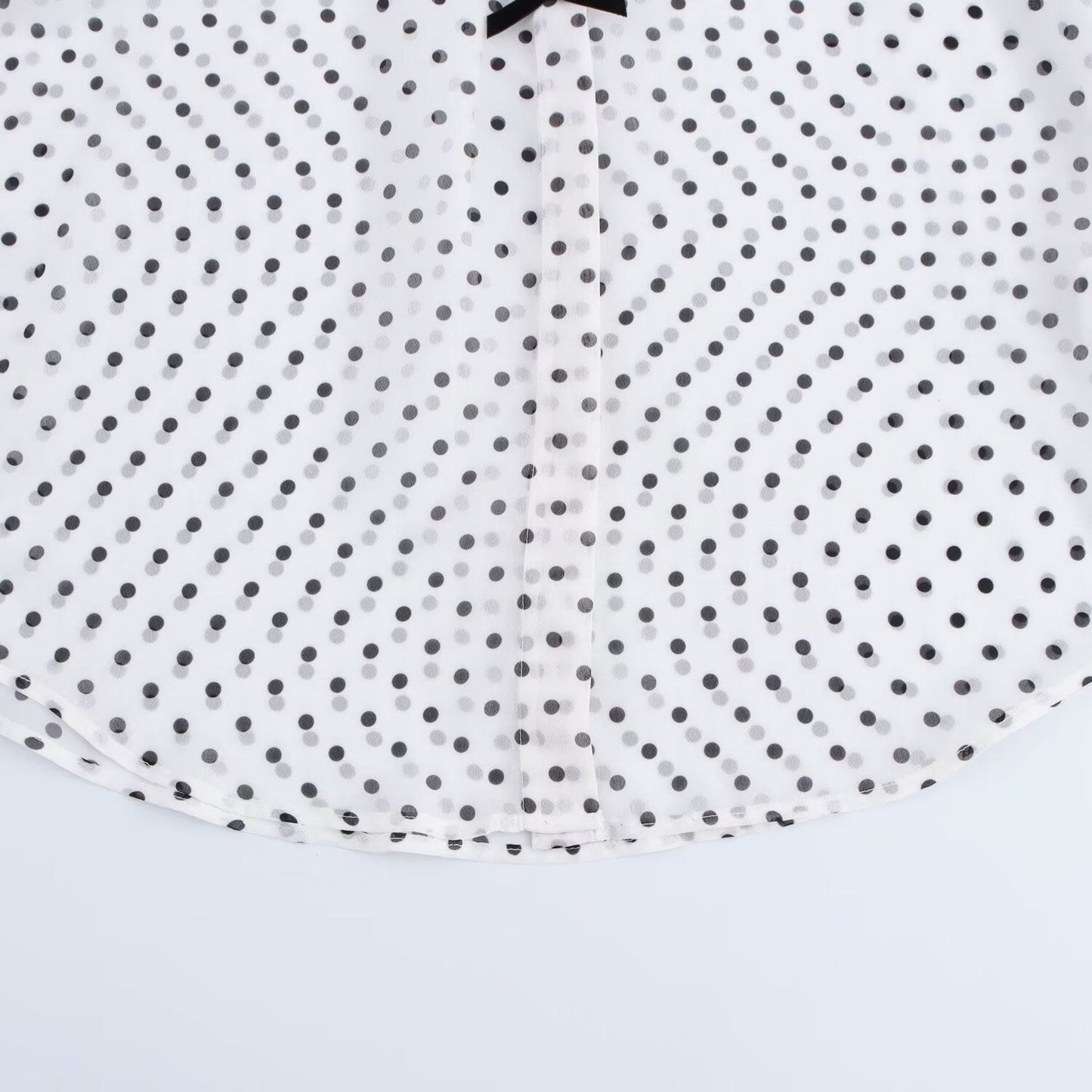 Women's 2025 new fashion bow decoration casual versatile polka dot printed shirt retro long sleeved button up women's shirt chic top