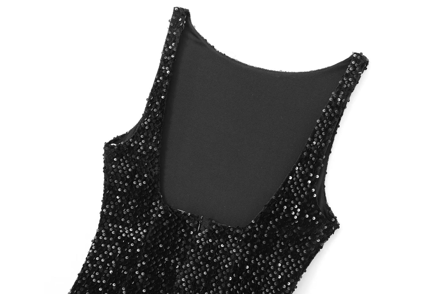 Women's sequined decorative sleeveless backless floral bud dress