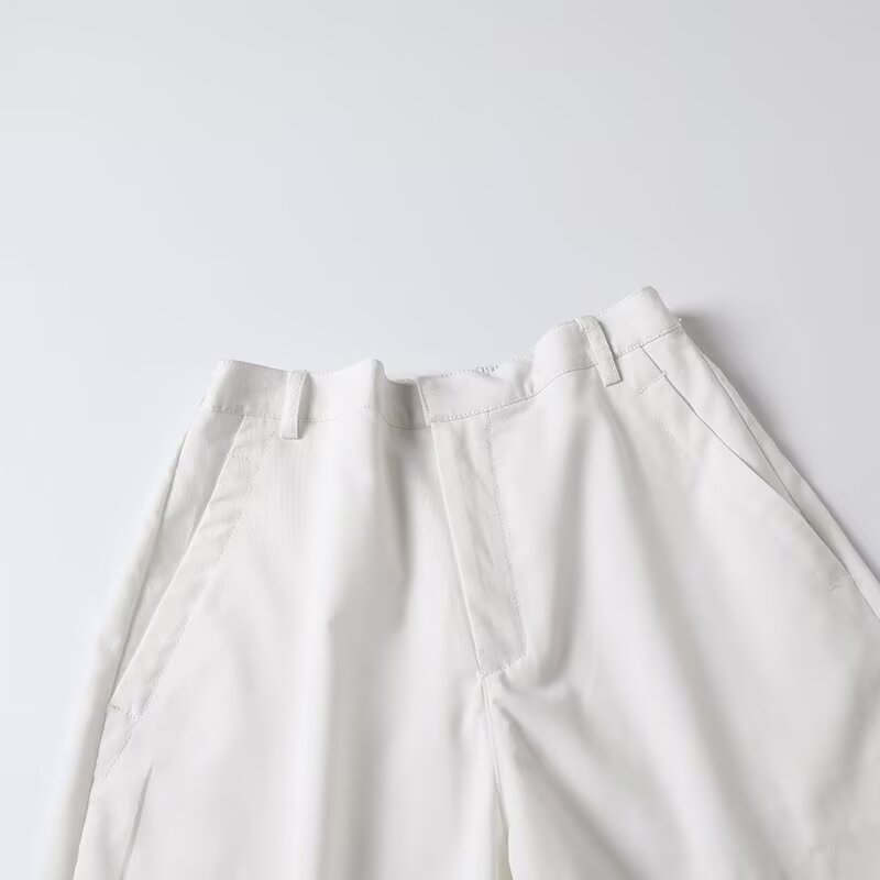 Women's chic fashion pleated design mid waist linen blend shorts