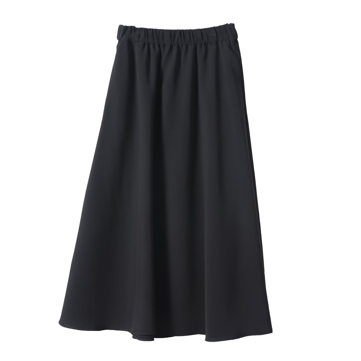 Women's new fashion black elastic waist trumpet Midi skirt