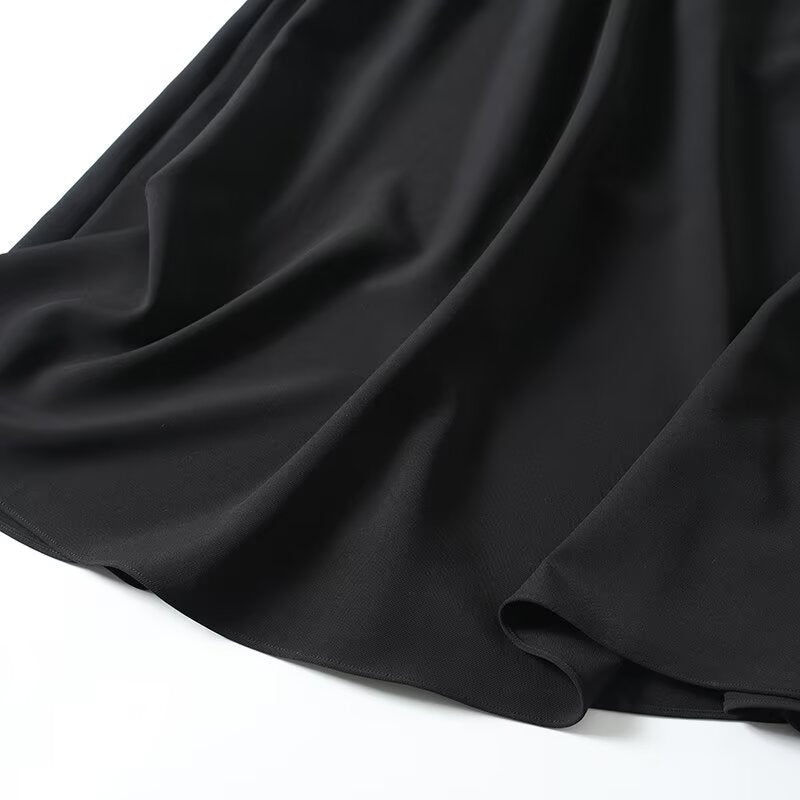 Women's new fashion black elastic waist trumpet Midi skirt