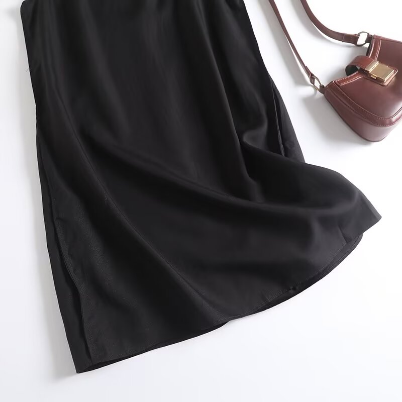 Women's new fashion black sleeveless backless mini dress