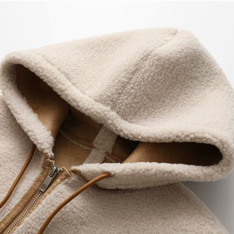 Women's winter warm hooded fleece jacket Coat