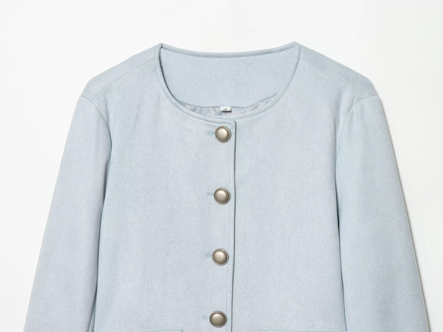 Women's suede texture short O Neck Coat