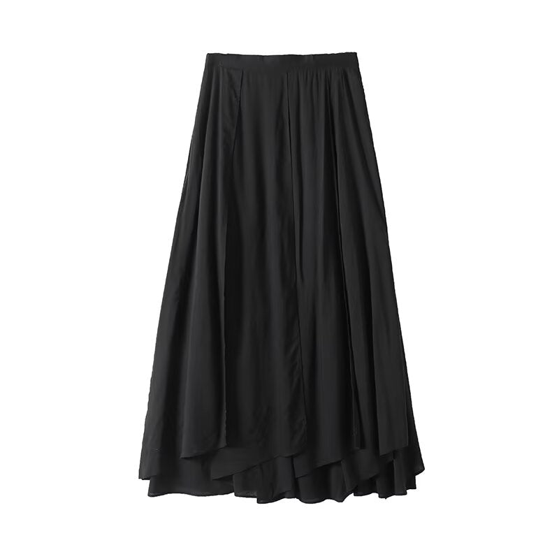 Women's new chic fashion vacation style irregular hem MIDI skirt
