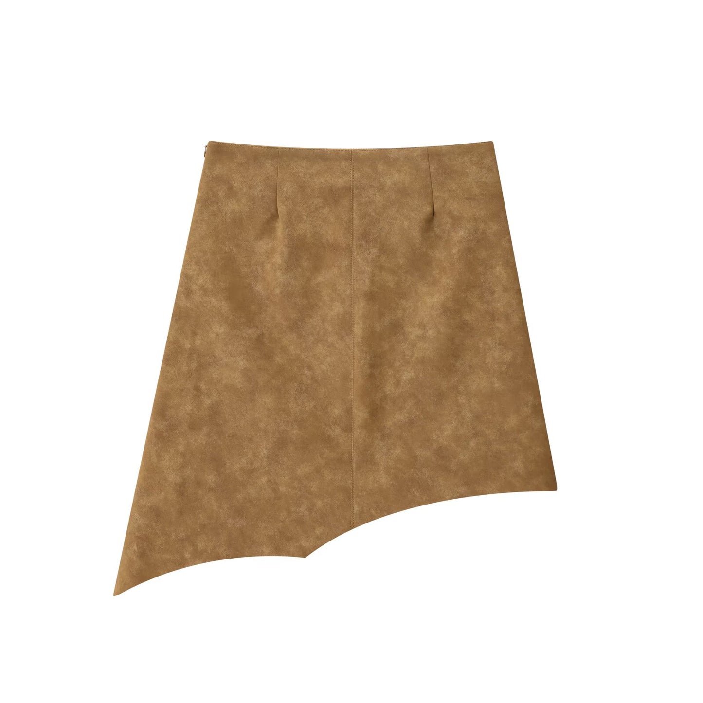 Women's new chic fashion casual leather asymmetric MIDI skirt