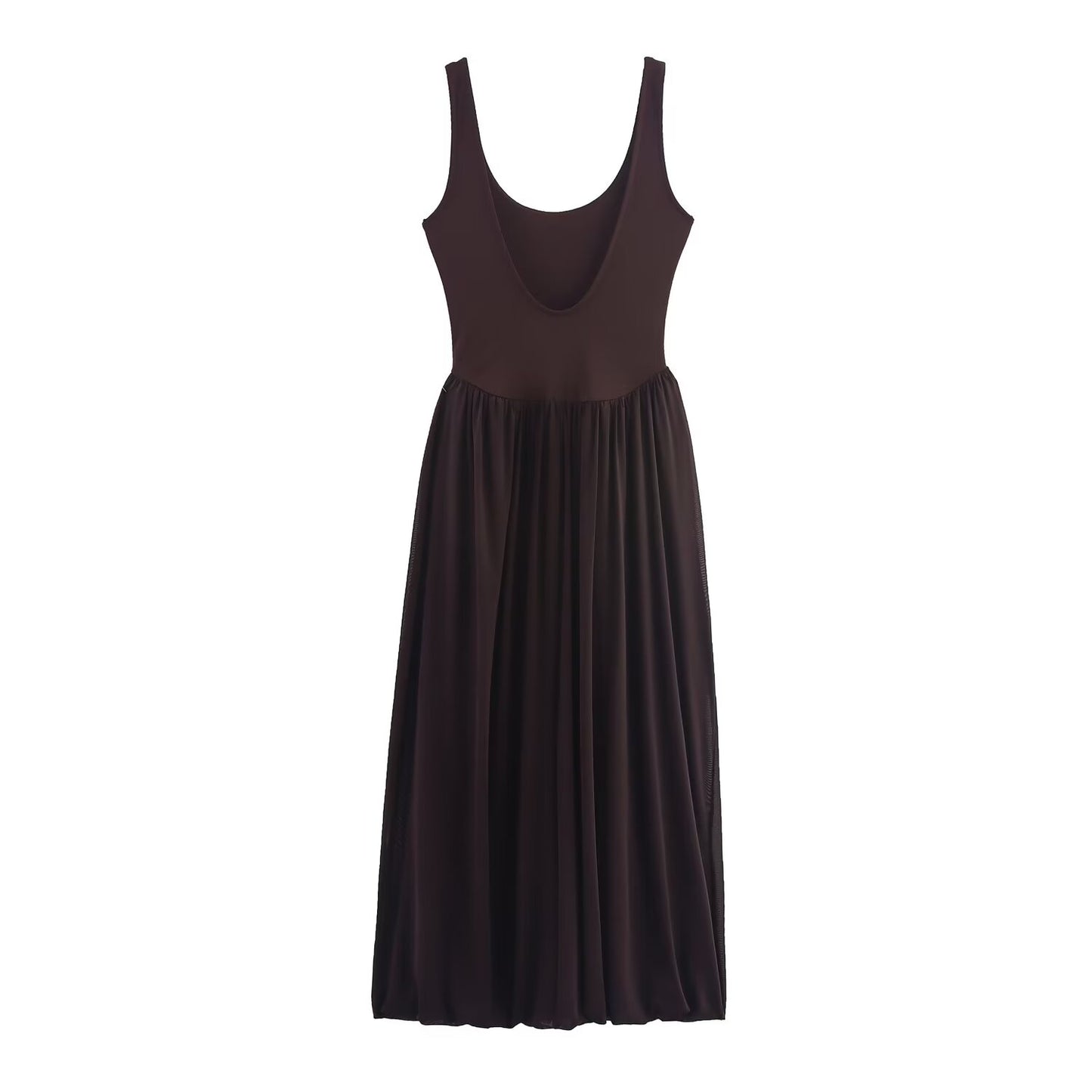 Women's New Fashion Sleeveless tulle Splicing Midi Dress