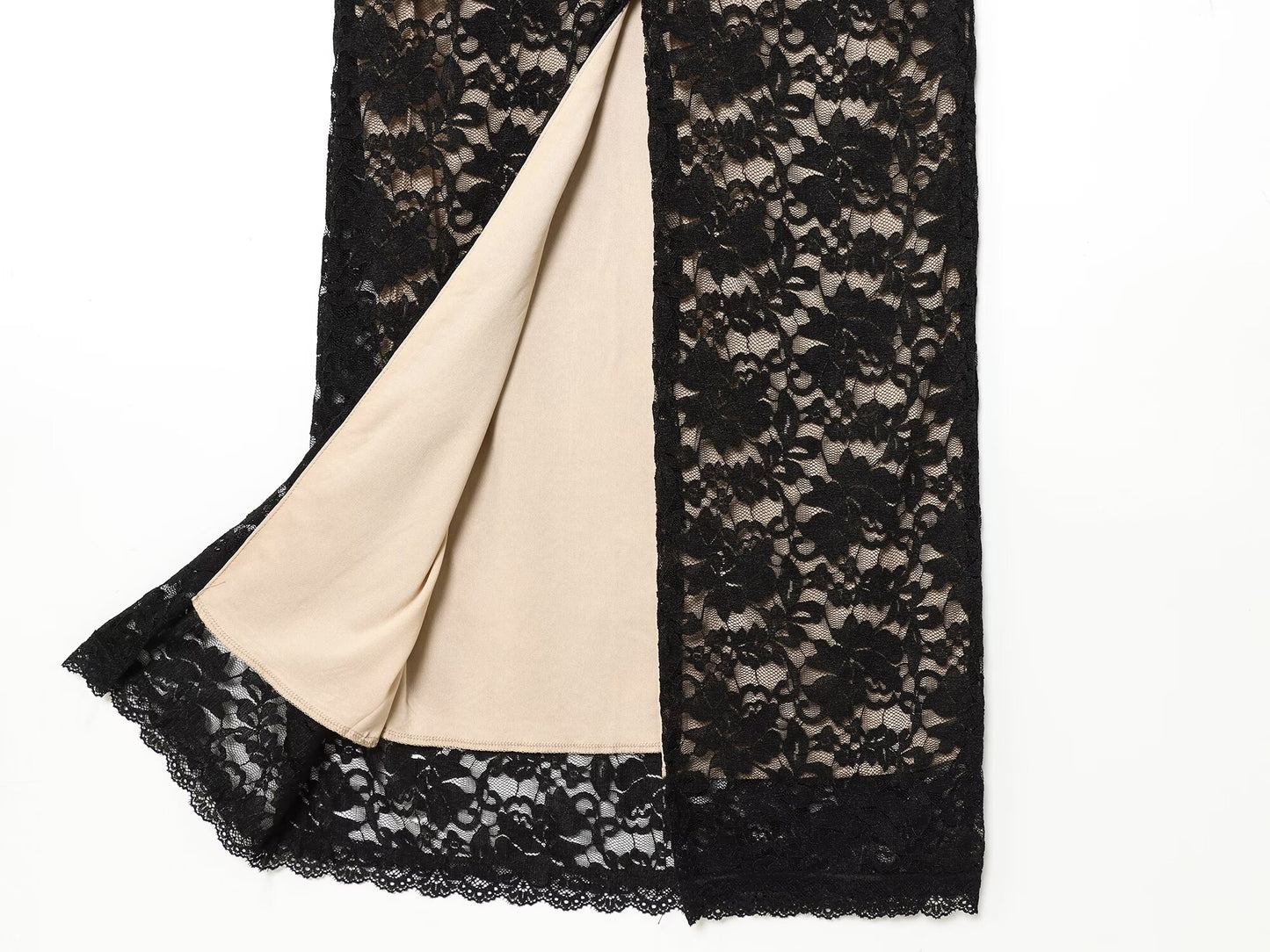 Women's slim hanging neck lace MIDI dress