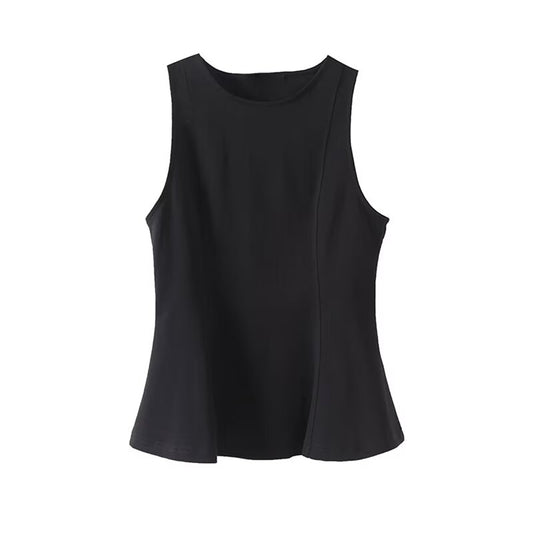 Women's new fashion waist cinched vest style sleeveless top