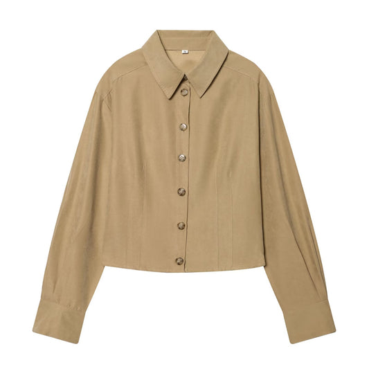 Women's soft texture slim lapel shirt