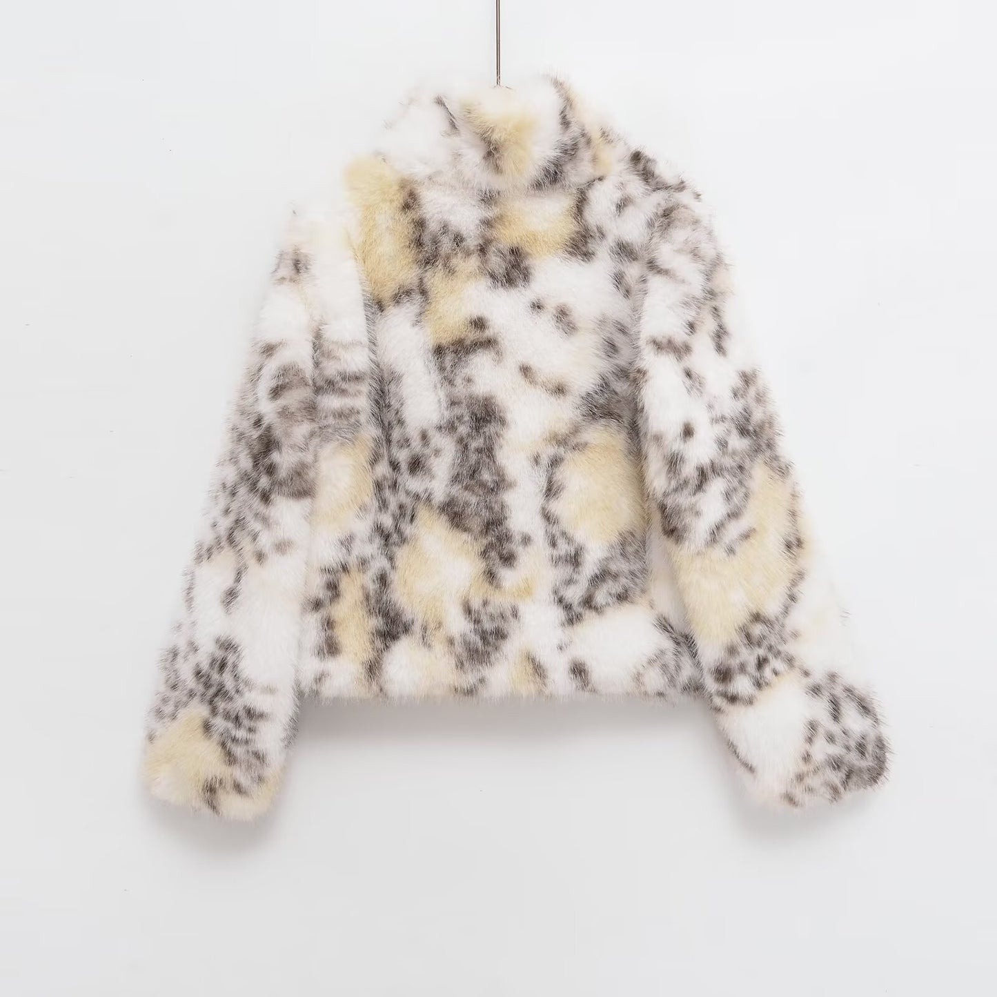 Women's warm standing collar faux fur effect Coat