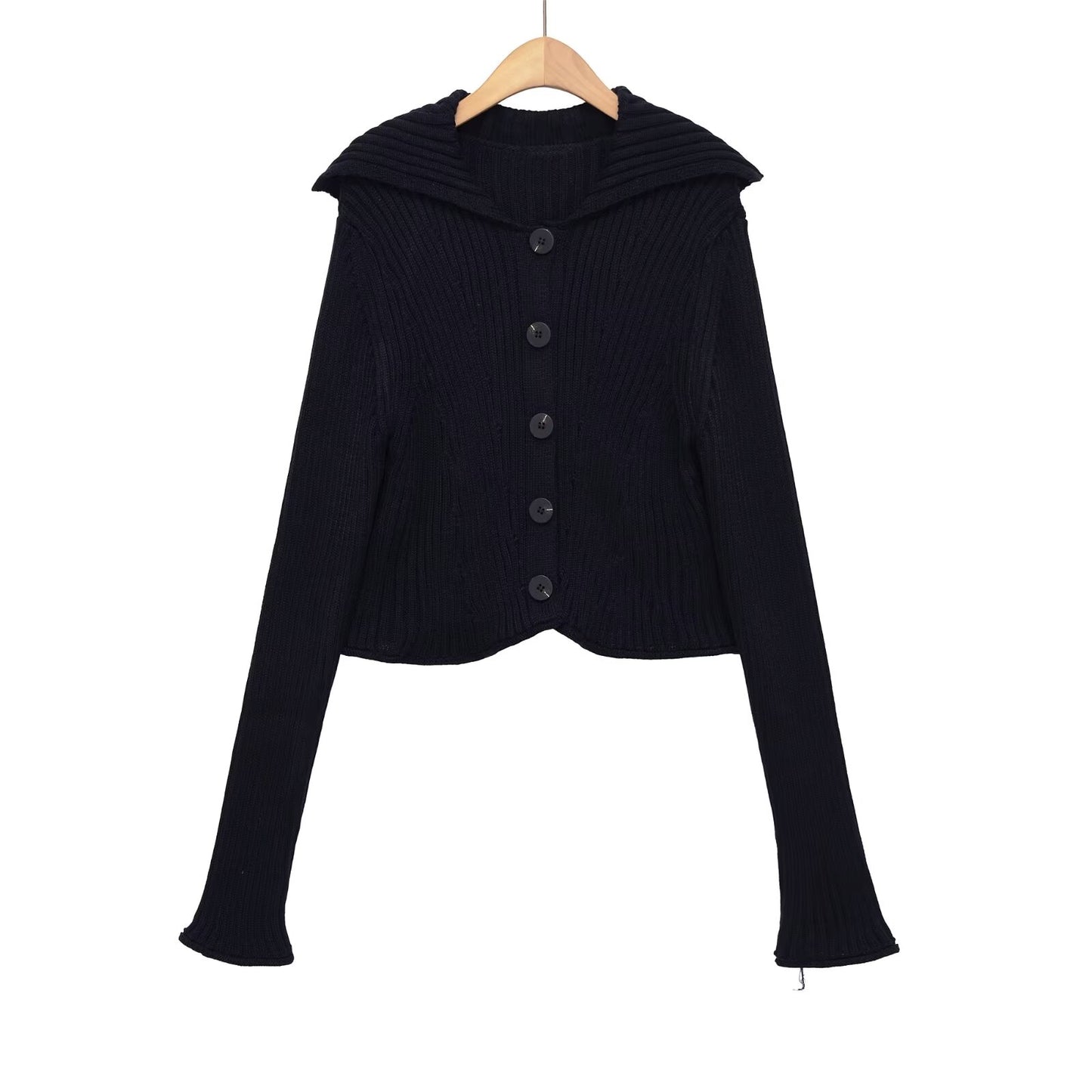 Women's Elastic slim ribbed button knit Coat