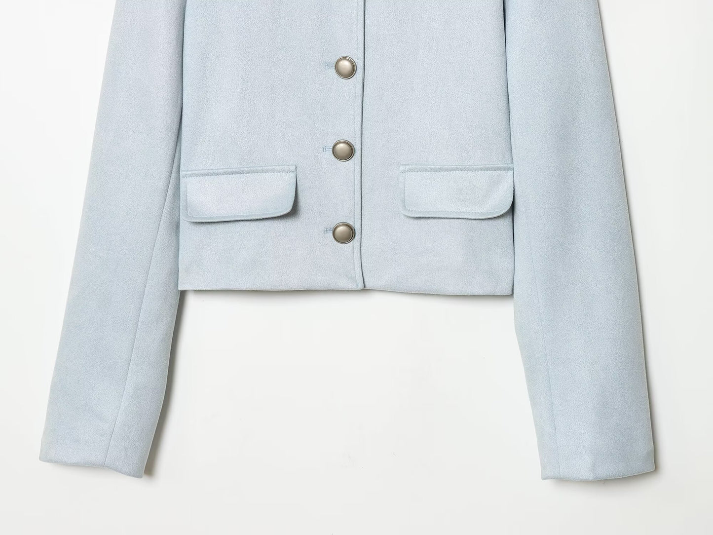 Women's suede texture short O Neck Coat