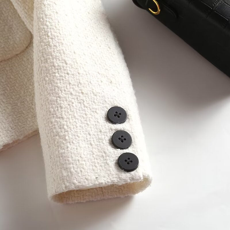 Women's casual single breasted O Neck textured Coat