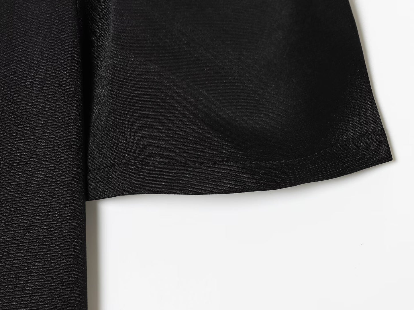 Women's 2025 new black short sleeved pleated mini dress