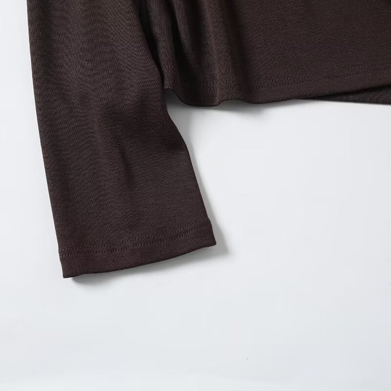 Women's new interior style double-layer O Neck long sleeved T-shirt