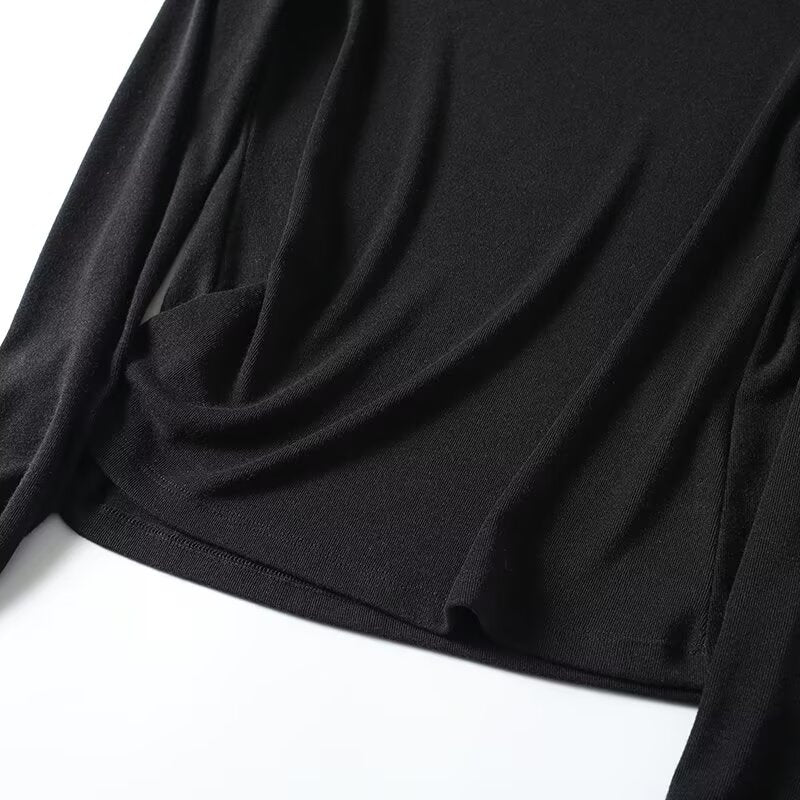 Women's new elastic slim off shoulder long sleeved T-shirt