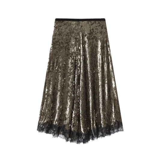 Women's New Fashion Retro Velvet Lace Midi Skirt