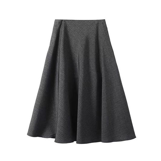 Women's chic Fashion comfortable texture gray draped MIDI skirt